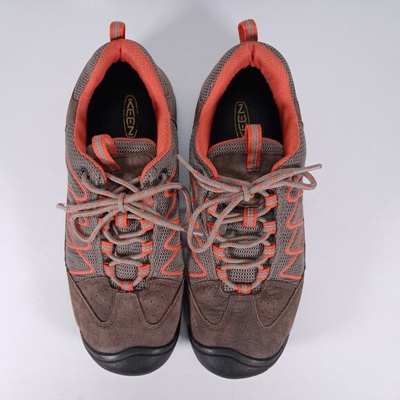 Keen Hiking Shoes Women 9.5 Leather Brown Orange Outdoor 1009557 Low Top - Picture 7 of 16